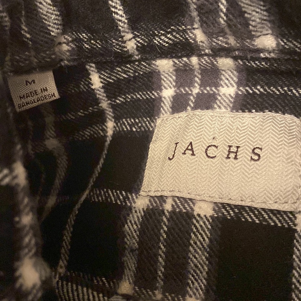 JACHS Black White Long Sleeve Plaid Flannel Shirt - Men's Medium. - Picture 3 of 7